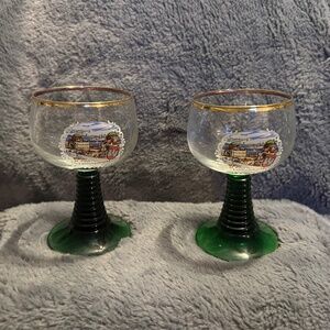 Set Of 2 Vintage Luminarc France Wine Glass/Goblet Souvenir Germany